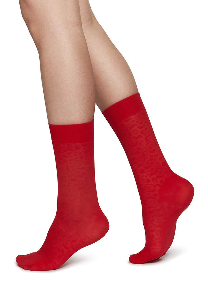 Emma Leopard Red Socks