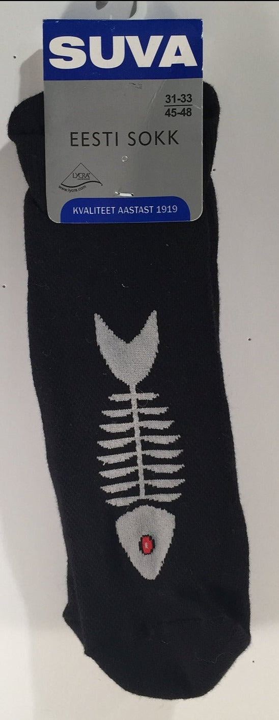Black Fish Skeleton Men's Socks