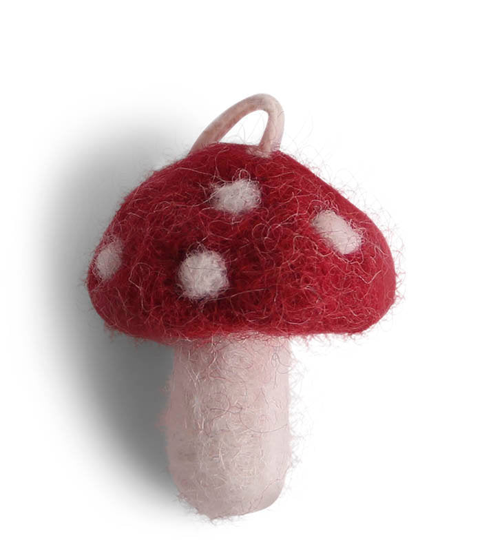 Hand Felted Mini Mushroom Ornaments - Set of 5