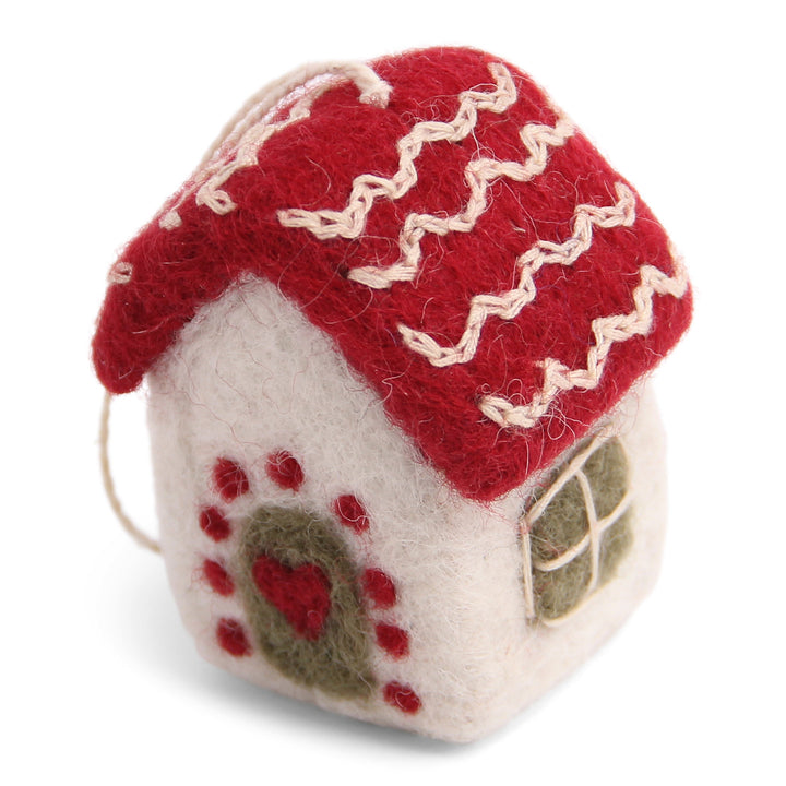 Hand Felted Mini Christmas House Ornament