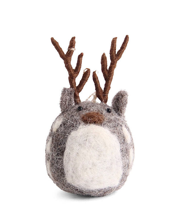 Hand Felted Grey Deer Ornament