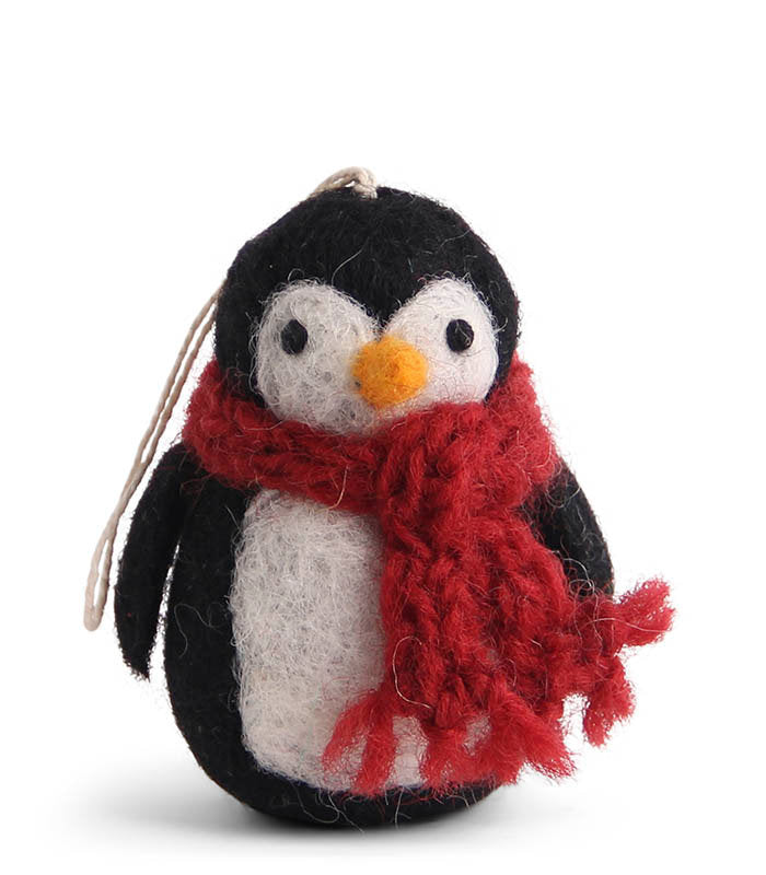 Hand Felted Penguin with Scarf Ornament