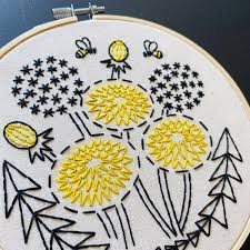 ‘Bee Kind Dandelion’ Embroidery Kit