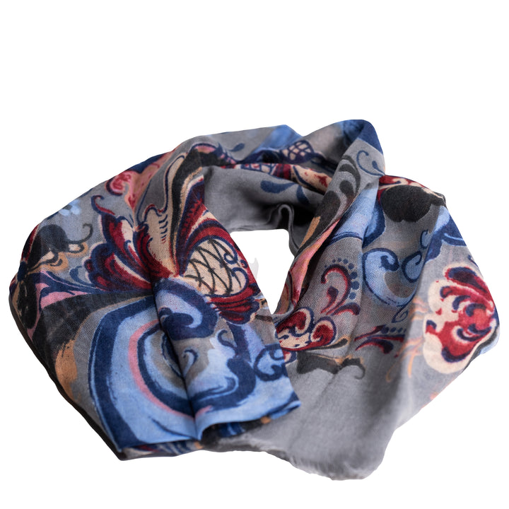 Wool Scarf with Rosemaling